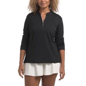 SWING CONTROL Black Mandarin Collar Long Sleeve Quarter Zip Jacket